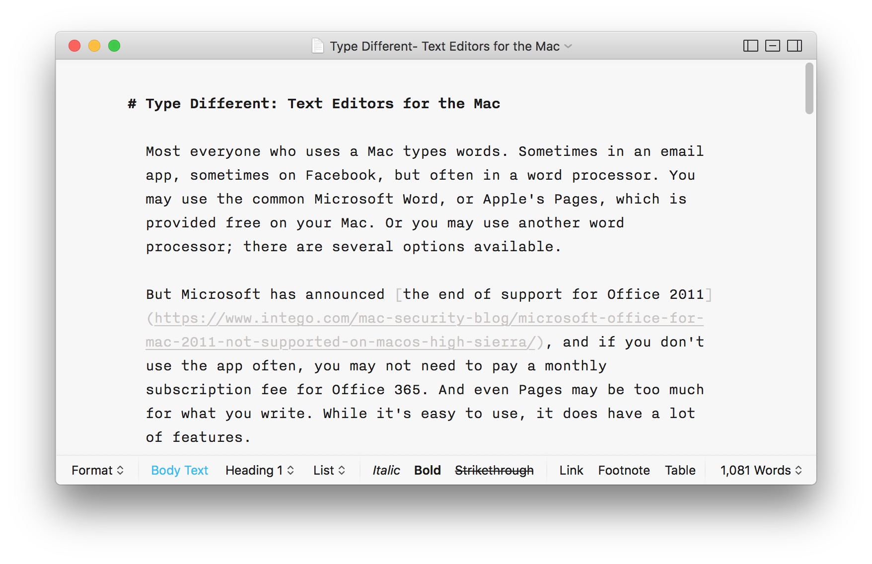 just writing for office software for mac